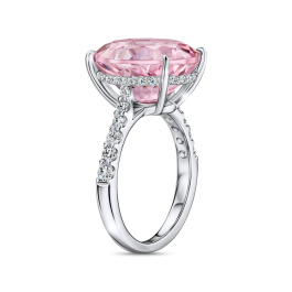 Кольцо с бриллиантами и морганитом