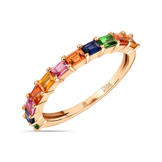 Кольцо с цветными сапфирами и сапфирами