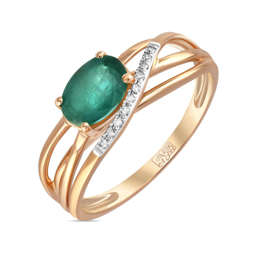 Кольцо с бриллиантами и изумрудом