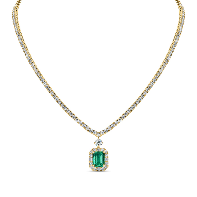 Колье с бриллиантами и изумрудом - фото 1 Колье с бриллиантами и изумрудом - фото 1