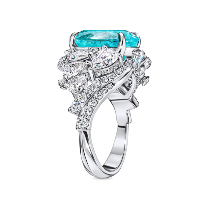 Кольцо с бриллиантами и турмалинами параиба - фото 2