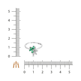 Кольцо с изумрудами и фианитом