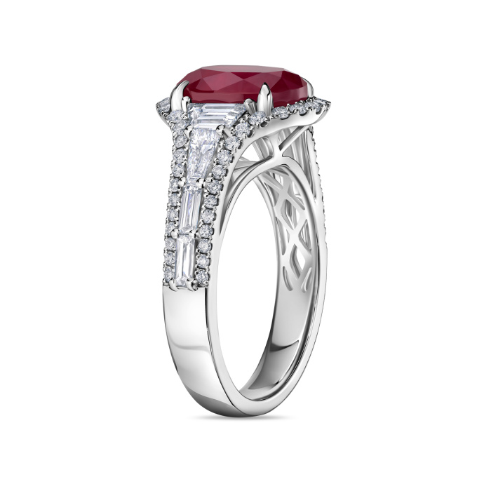 Кольцо с бриллиантами и облагороженным рубином - фото 2