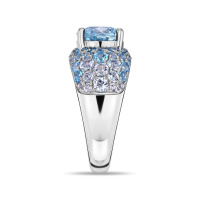 Кольцо с аквамарином, топазами, бриллиантами и лондон топазом - фото 3 Кольцо с аквамарином, топазами, бриллиантами и лондон топазом - фото 3