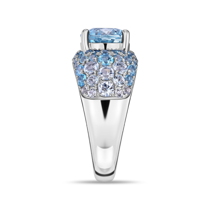 Кольцо с аквамарином, топазами, бриллиантами и лондон топазом - фото 3 Кольцо с аквамарином, топазами, бриллиантами и лондон топазом - фото 3