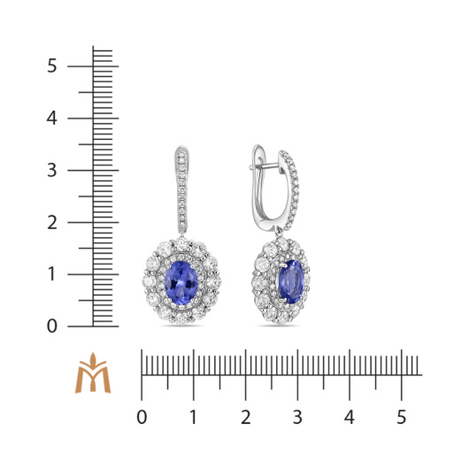 Серьги с бриллиантами и танзанитами