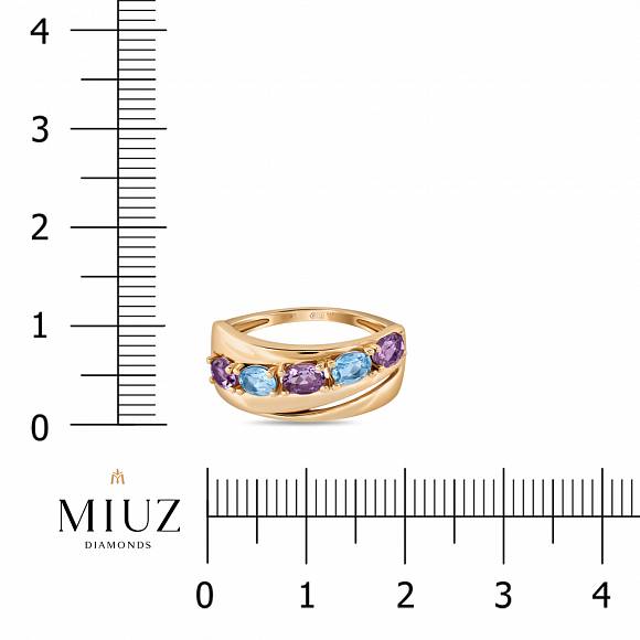 Кольцо с аметистами и топазом R01-34553-MIX - Фото 2
