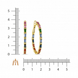 Серьги с сапфирами, бриллиантами, цветными сапфирами и цаворитами