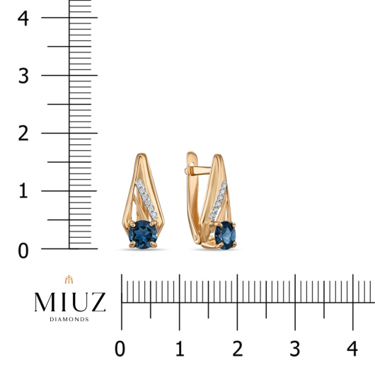 Серьги с топазом и фианитом