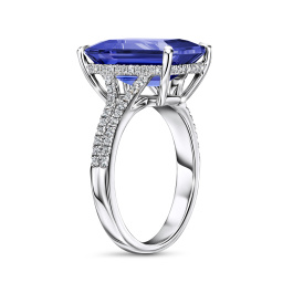 Кольцо с бриллиантами и танзанитом