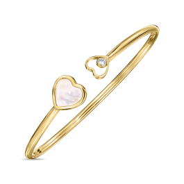 Браслет жесткий с перламутром и фианитом