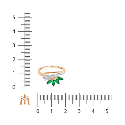 Кольцо с изумрудами и бриллиантами