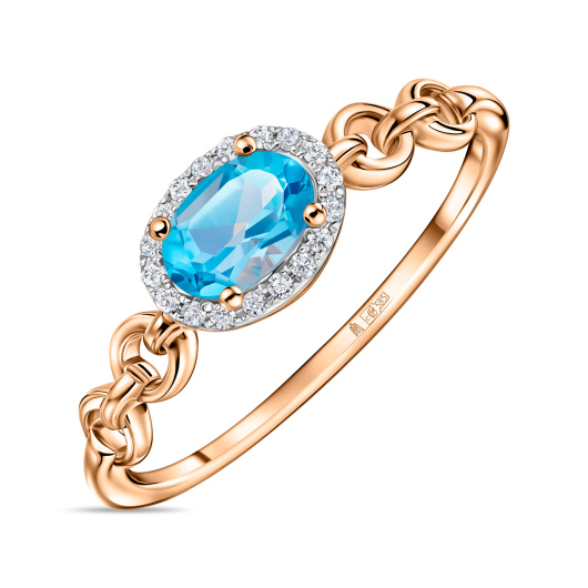 Кольцо с топазом и бриллиантами