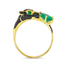 Кольцо с агатами и фианитами