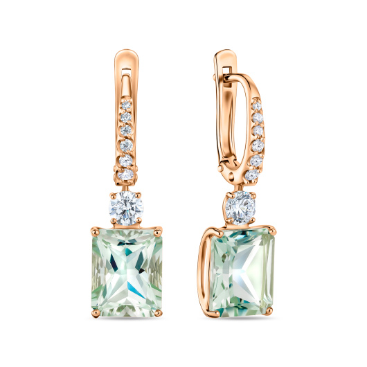 Серьги с аметистами и фианитами