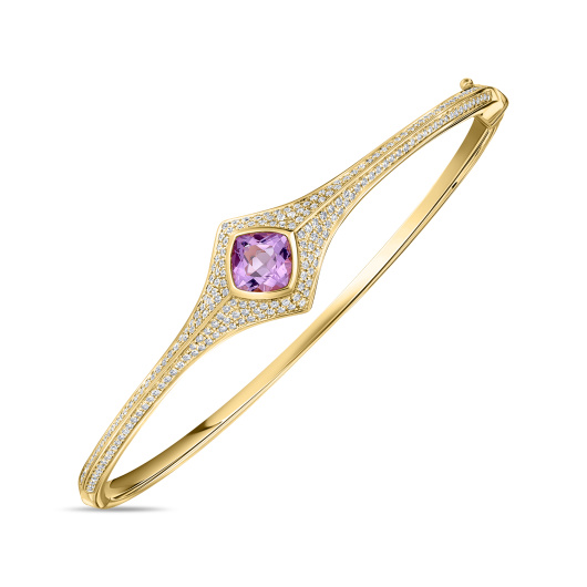 Браслет жесткий с бриллиантами и аметистом