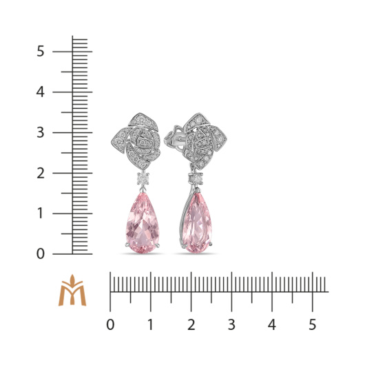 Серьги с бриллиантами и морганитами