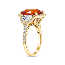 Кольцо с бриллиантами и спессартином