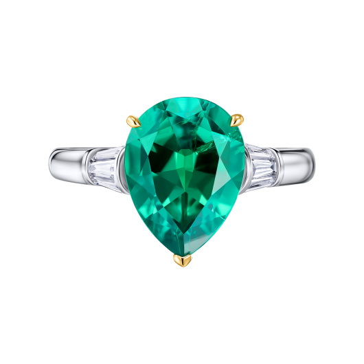 Кольцо с бриллиантом и изумрудом