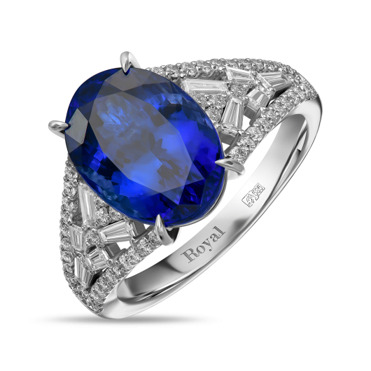 Кольцо с бриллиантами и танзанитом