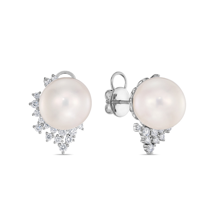 Серьги с бриллиантами и жемчугом - фото 1