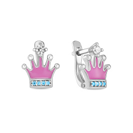 Серьги с эмалью и фианитами