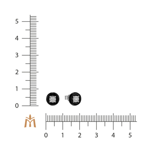 Серьги с керамикой и бриллиантами
