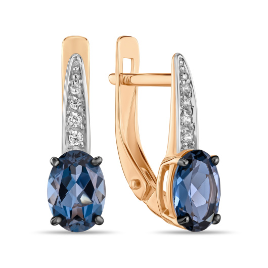 Серьги с лондон топазом и фианитами