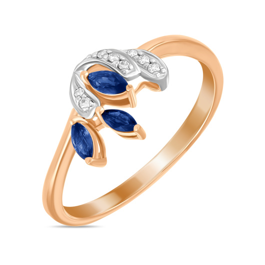 Кольцо с бриллиантами и сапфирами