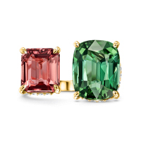 Кольцо с бриллиантом и турмалинами - фото 3