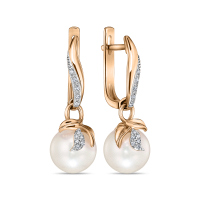 Серьги с бриллиантами и жемчугом - фото 1