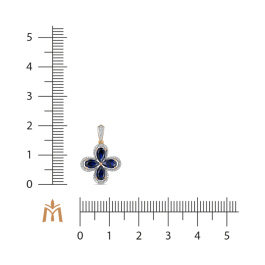 Подвеска с бриллиантами и выращенным сапфиром