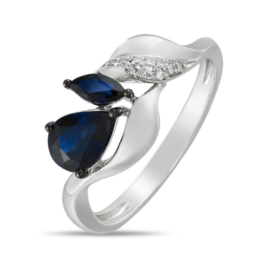 Кольцо с бриллиантами и сапфирами