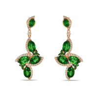 Серьги с бриллиантами и гранатами - фото 1