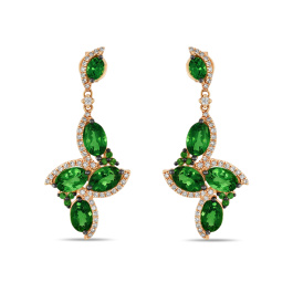 Серьги с бриллиантами и гранатами