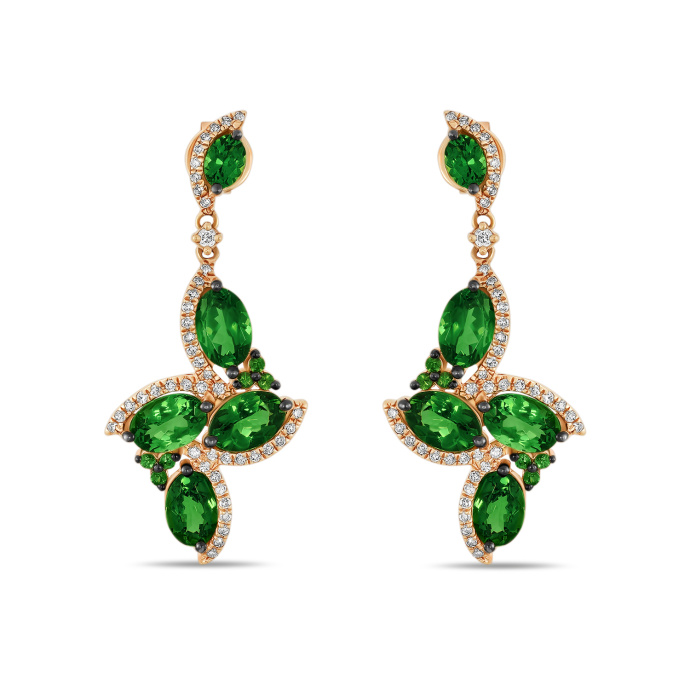 Серьги с бриллиантами и гранатами - фото 1