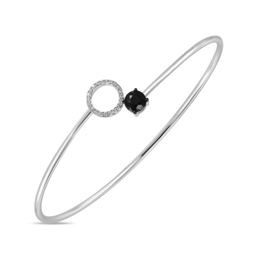 Браслет жесткий с бриллиантами и цветными сапфирами