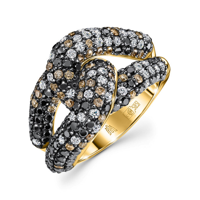 Кольцо с бриллиантами и облагороженными бриллиантами - фото 1