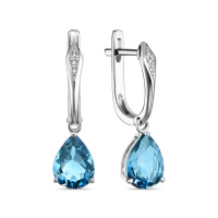 Серьги с бриллиантами и лондон топазом - фото 1