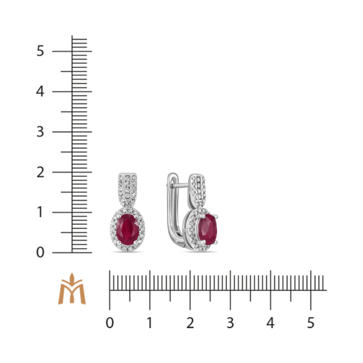 Серьги с бриллиантами и облагороженным рубином