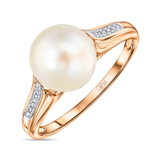 Кольцо с бриллиантами и жемчугом
