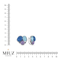 Серьги с агатами, топазом, бриллиантами, жадеитами и сапфирами - фото 2