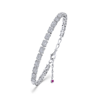 Браслет жесткий с бриллиантами и рубином - фото 1