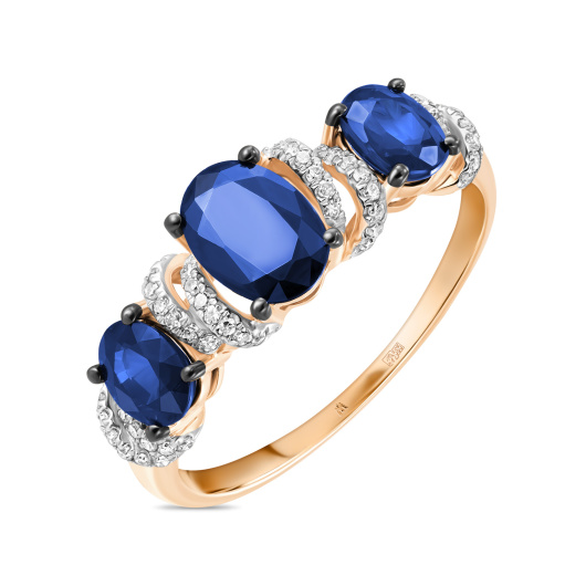 Кольцо с сапфирами и бриллиантами