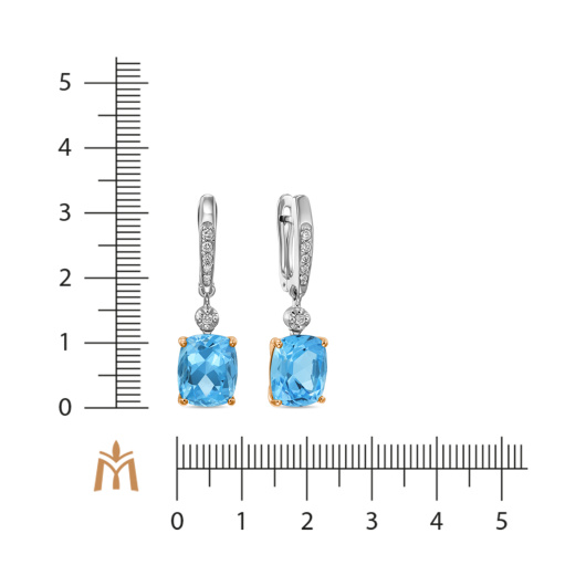 Серьги с бриллиантами и топазами