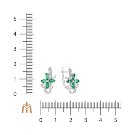Серьги с изумрудами и фианитом