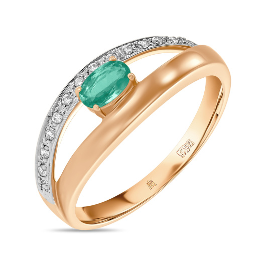 Кольцо с бриллиантами и изумрудом