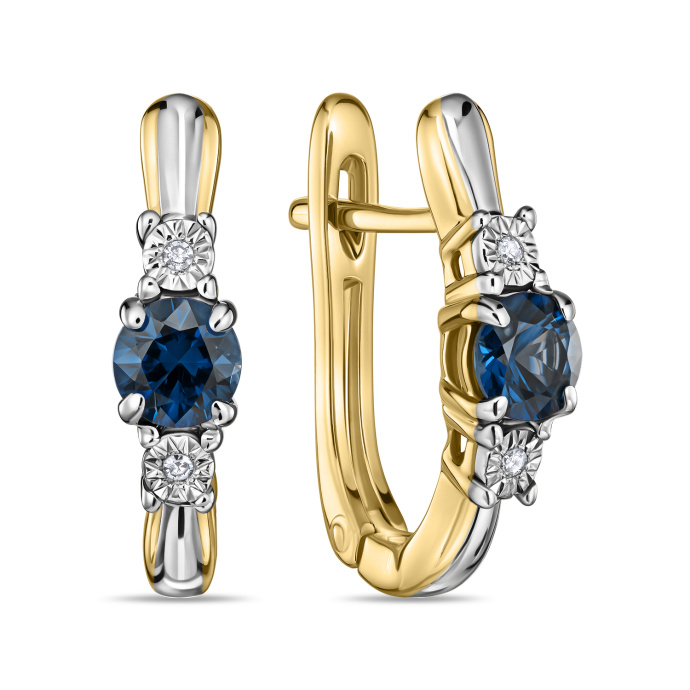 Серьги с бриллиантами и сапфирами - фото 1 Серьги с бриллиантами и сапфирами - фото 1