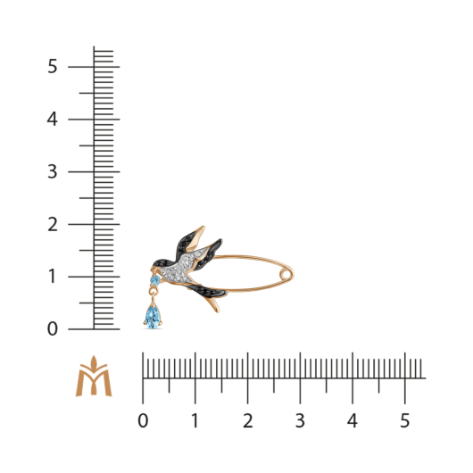 Брошь с топазами и фианитами