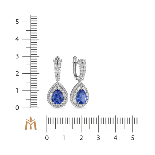 Серьги с бриллиантами и танзанитами